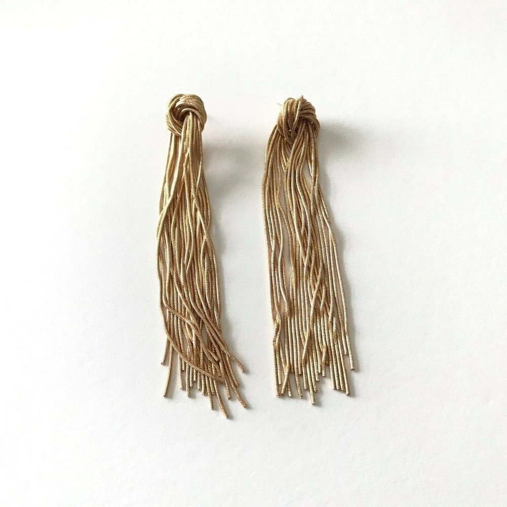 Gold Knot Duster Earrings Gold Dangle Knot Snake Chain